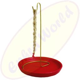 Räucherschnurhalter Metall & Tonschale rot 9cm