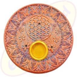 Räucherstäbchenhalter Schale Blume des Lebens rund bronze