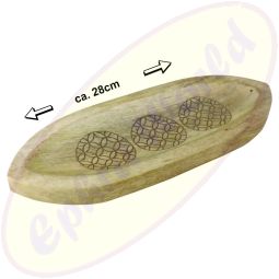 Räucherstäbchenhalter Boot groß Blume des Lebens Mangoholz 28cm