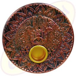 Räucherstäbchenhalter Schale Hamsa Hand rund bronze