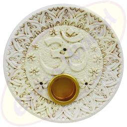 Räucherstäbchenhalter Schale Om rund weiß