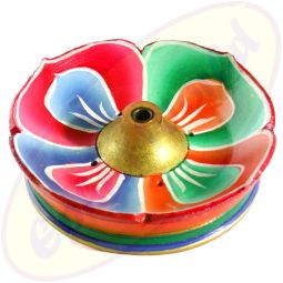 tibetische Räucherstäbchenhalterschale Lotus bunt