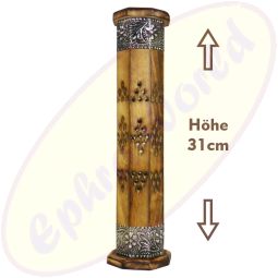 Räucherturm Mangoholz geflammt & Metall 8-eckig 2-teilig 31cm