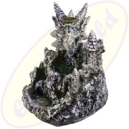 Rückfluss-Räuchergefäß Drachenburg Silber mit LED-Licht