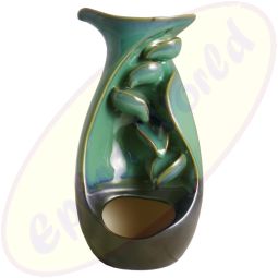 Rückflussräucherkegel-Gefäß Vase grün-blau-braun Keramik