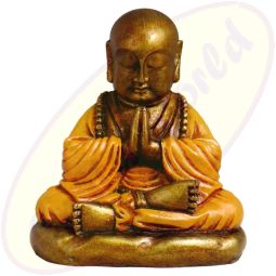 Shaolin Mönch Figur orange gold Polyresin 16 cm
