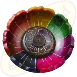 Specksteinschale Lotus bunt Räucherstäbchen- & Kegelhalter