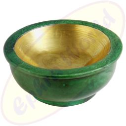Specksteinschale mit Messingeinsatz grün 3cmx6,5cm