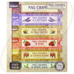 Tulasi Nag Champa Masala Räucherstäbchen Set 6x15g