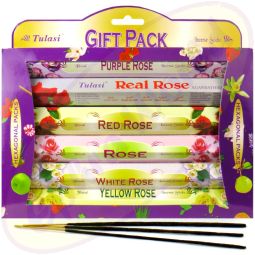 Tulasi Roses Kit 6 x 20 Räucherstäbchen Set