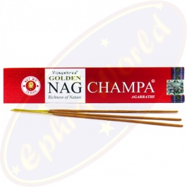 Golden NagForest 15g Vijayshree Fragrance Nag Champa Indische Räucherstäbchen 