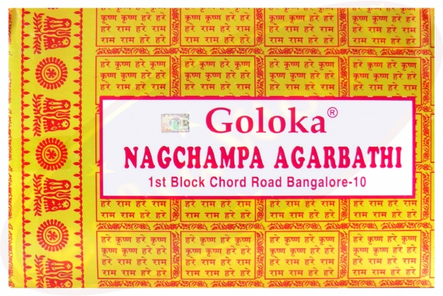 Räucherstäbchen Goloka Nagchampa Gelb 12x16g  Nag Champa Incense Box Agarbathi 