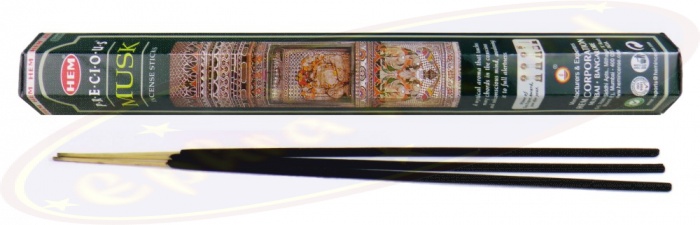Original Hem Precious Moschus Räucherstäbchen – 6 Packungen (120 Sticks) + Gratis Halter Aus Holz