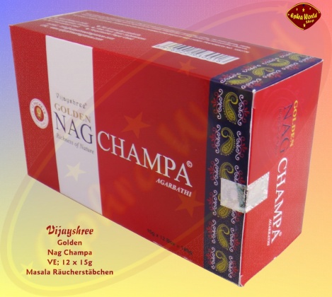 Nag Champa Vijayshree Fragrance Golden NagForest 15g Indische Räucherstäbchen 