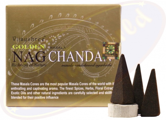 Indische Räucherkegel Golden Nag Champa oder Golden Nag Chandan Neu