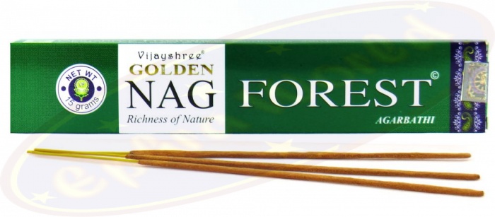 Nag Champa Indische Räucherstäbchen Golden NagForest 15g Vijayshree Fragrance 