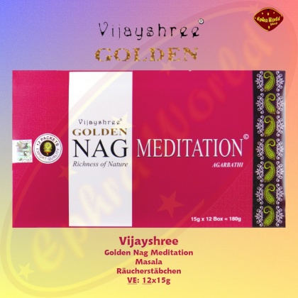 Vijayshree Golden Nag Meditation Räucherstäbchen – 12 Stück In Premium-Box