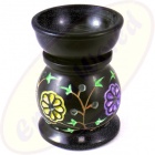 Duftlampe aus Speckstein mit bunter Blumengravur