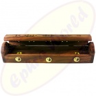 Räucherstäbchenhalter Box aus Holz mit Yin Yang Motiv