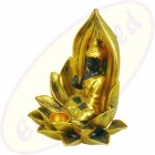 Lotus Tibetan Buddha Räucherstäbchen- & Kegelhalter mit Rückflussfunktion gold