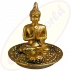 Räucherstäbchenhalter rund Thai Buddha gold Polyresin
