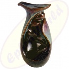 Rückflussräucherkegel-Gefäß Vase grün-blau-braun Keramik