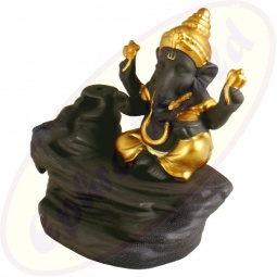 Ganesha Rückfluss-Räucherkegelhalter dunkelbraun Keramik
