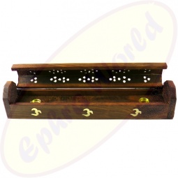 Räucherstäbchenhalter Box aus Holz mit Om Motiv
