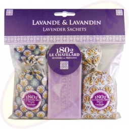Le Chatelard 1802 Duftsäckchen Lavendel & Lavandin 2x18g & 100g Lavendel Seife Azur Blau