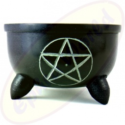 Räuchergefäß Pentagram schwarz Speckstein 10,5 x 6,5 cm