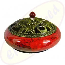 Räuchergefäß Glänzend Rot Marmoriert Keramik 14x6cm