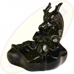 Rückflussräucherkegel-Gefäß großer Drache schwarz Keramik