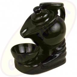 Rückflussräucherkegel-Gefäß Teekanne mit Schüssel schwarz Keramik