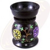 Duftlampe Blumen 2-teilig schwarzer Speckstein