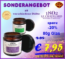 Le Chatelard vegane Duftkerzen von höchster Qualität und langer Brenndauer, 20 Std. für eine dezente Raumbeduftung.