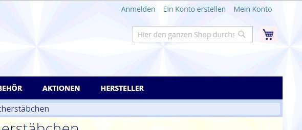 Suchen direkt von jeder Seite des Shops