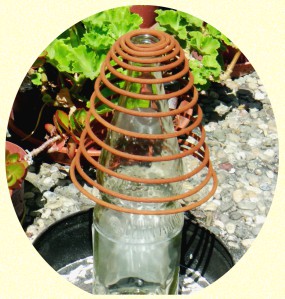 Einfaches Abglimmen einer R&auml;ucherspirale mit einer Flasche als Halter.